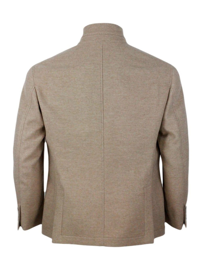 Brunello Cucinelli Single-breasted Jacket In Fine Water-repellent Cashmere With Horn Buttons, Patch Pockets And Lapels - Men - Piano Luigi