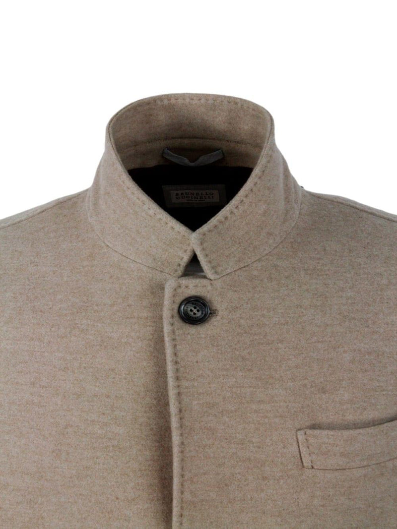 Brunello Cucinelli Single-breasted Jacket In Fine Water-repellent Cashmere With Horn Buttons, Patch Pockets And Lapels - Men - Piano Luigi