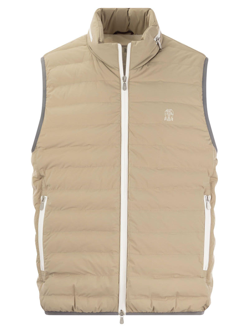 Brunello Cucinelli Sleeveless Down Jacket In Membranated Nylon - Men - Piano Luigi