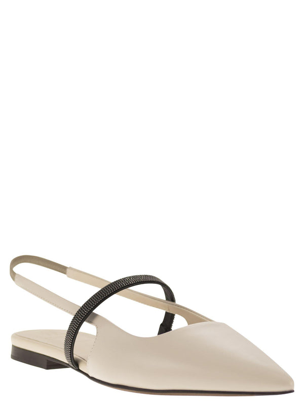 Brunello Cucinelli Soft Nappa Open Flats With Precious Strap - Women - Piano Luigi