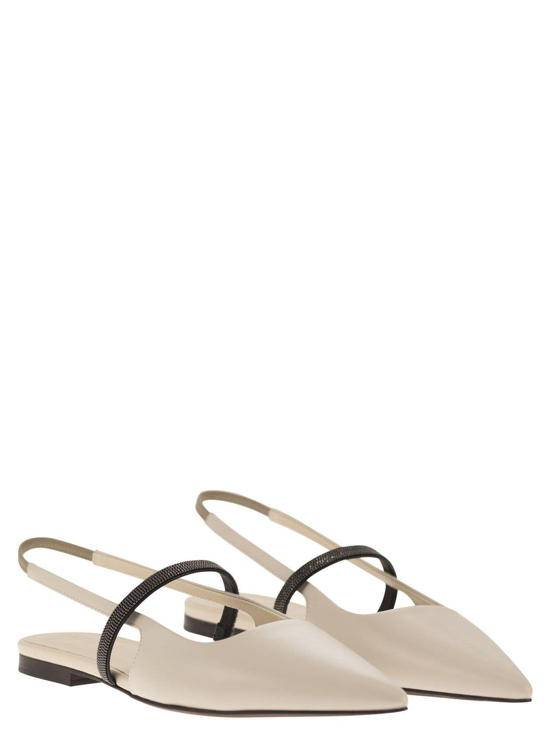 Brunello Cucinelli Soft Nappa Open Flats With Precious Strap - Women - Piano Luigi