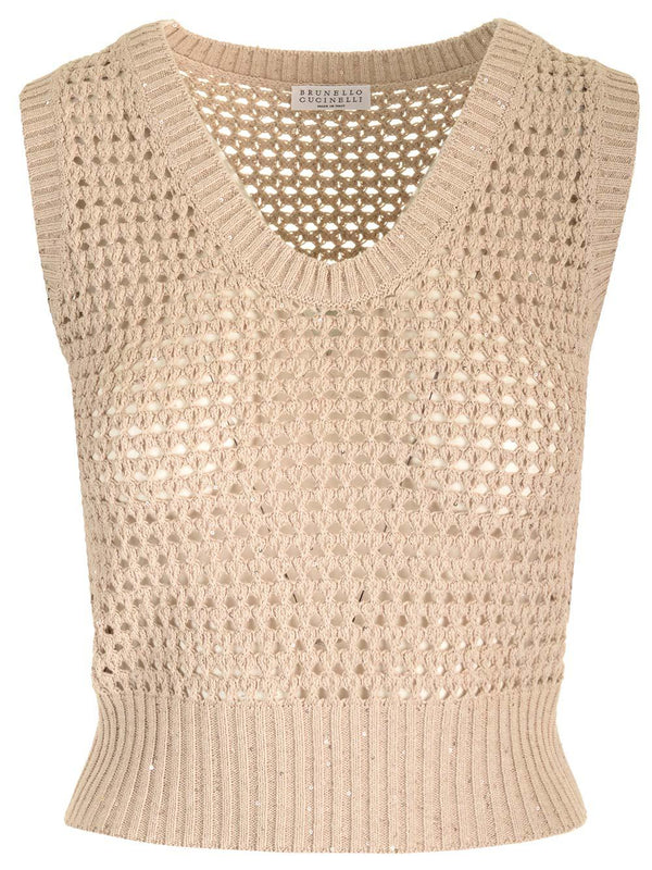 Brunello Cucinelli sparkling Net Sleeveless Top - Women - Piano Luigi