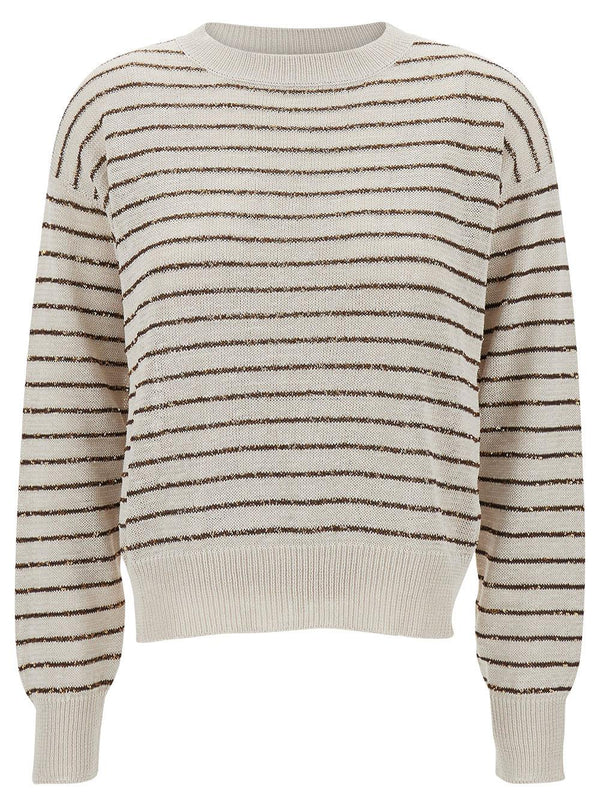 Brunello Cucinelli Streiped Cotton Round Neck Pull - Women - Piano Luigi