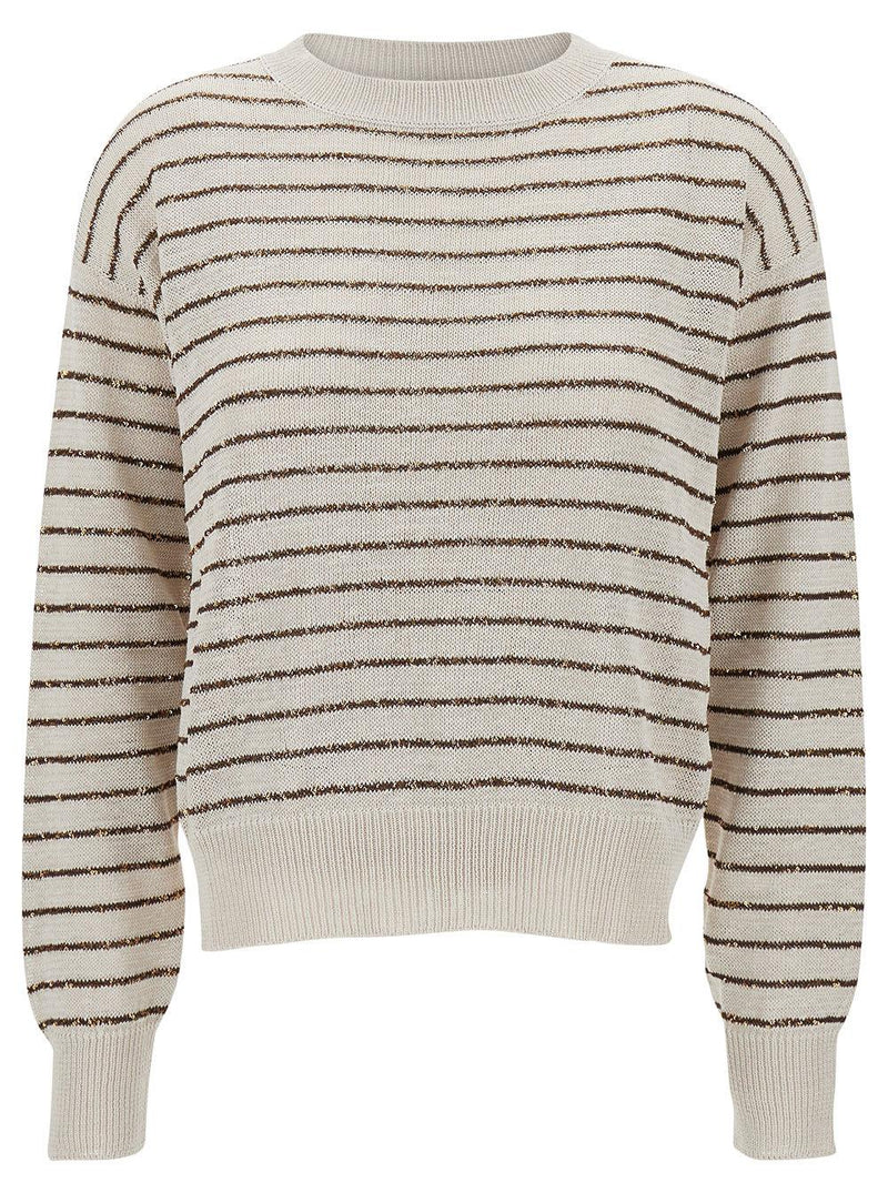 Brunello Cucinelli Streiped Cotton Round Neck Pull - Women - Piano Luigi