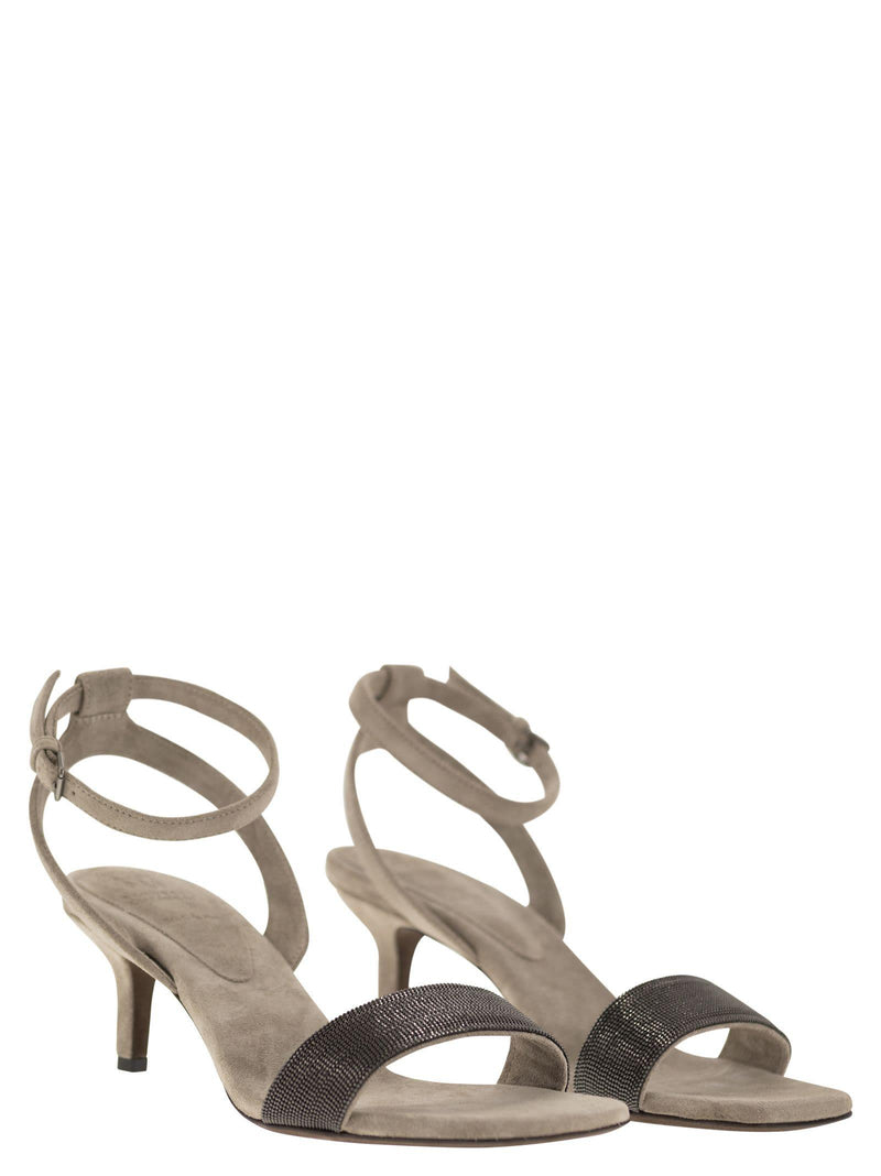 Brunello Cucinelli Suede Sandals With Precious Insert - Women - Piano Luigi