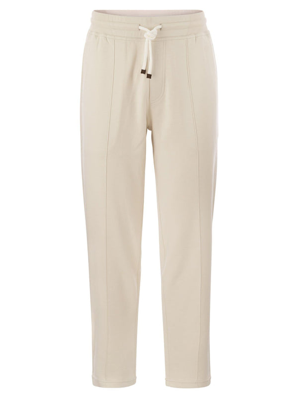 Brunello Cucinelli Techno Cotton Fleece Trousers With Crête - Men - Piano Luigi