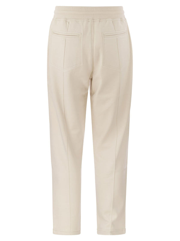 Brunello Cucinelli Techno Cotton Fleece Trousers With Crête - Men - Piano Luigi