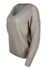 Brunello Cucinelli V-neck Sweater In Cashmere And Silk With Mesh Processing Embellished With Micro Sequins - Women - Piano Luigi