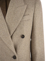 Brunello Cucinelli Virgin Wool And Alpaca Chevron Jacket With Necklace - Women - Piano Luigi