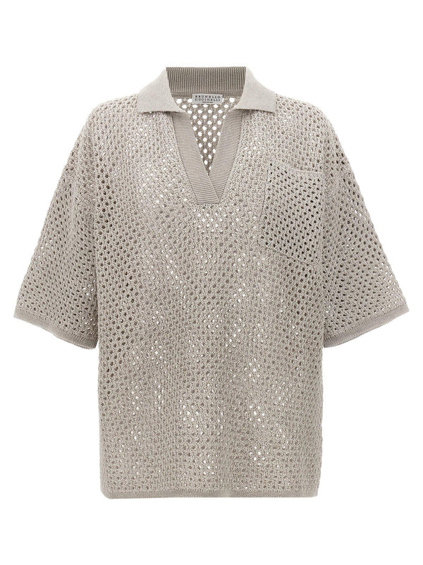 Brunello Cucinelli Wide Mesh Polo Shirt - Women - Piano Luigi