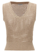 Brunello Cucinelli Wide Mesh Vest - Women - Piano Luigi