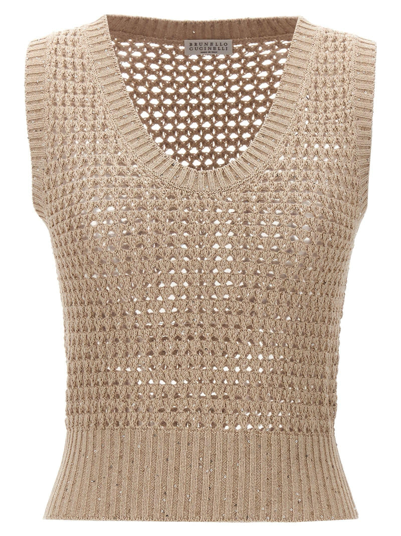 Brunello Cucinelli Wide Mesh Vest - Women - Piano Luigi