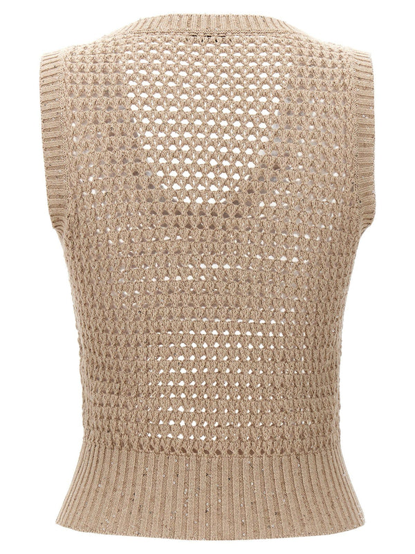 Brunello Cucinelli Wide Mesh Vest - Women - Piano Luigi