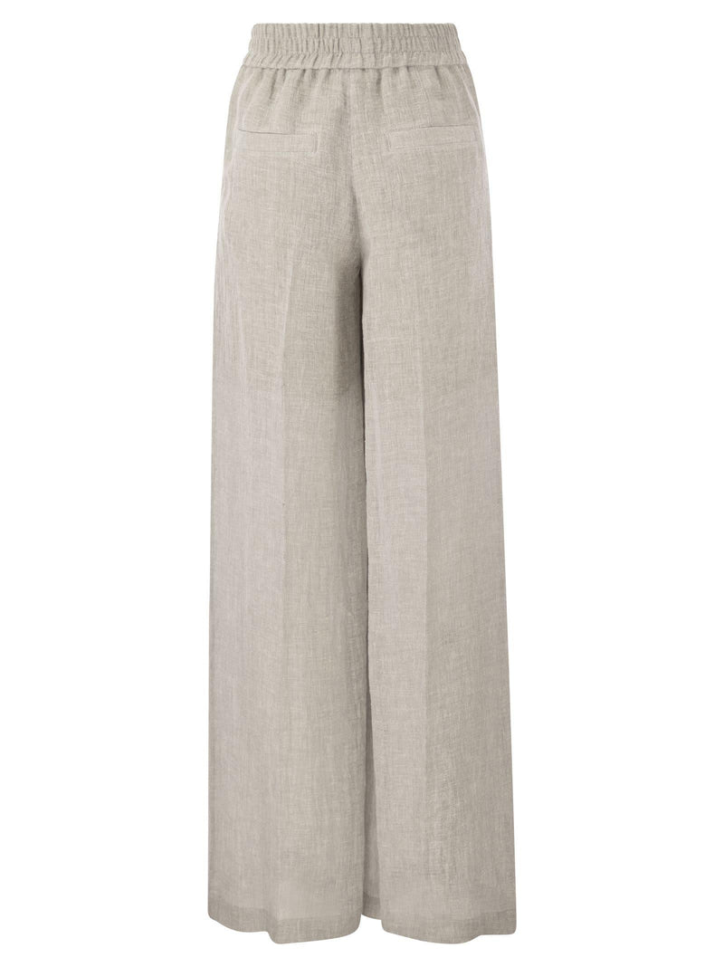 Brunello Cucinelli Wide Trousers In Linen Blend - Women - Piano Luigi