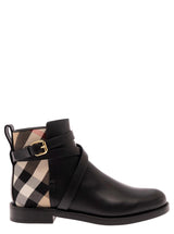 Burberry Black Ankle Boots With House Check Print In Leather Woman - Women - Piano Luigi