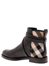 Burberry Black Ankle Boots With House Check Print In Leather Woman - Women - Piano Luigi