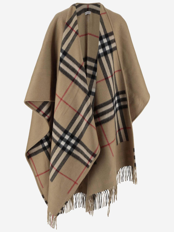 Burberry Cashmere Blend Cape With Check Pattern - Women - Piano Luigi