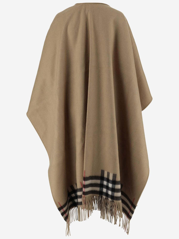 Burberry Cashmere Blend Cape With Check Pattern - Women - Piano Luigi