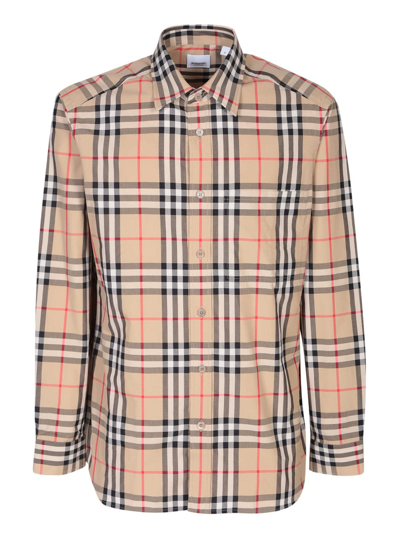 Burberry Caxtan Check Motif Beige Shirt - Men - Piano Luigi