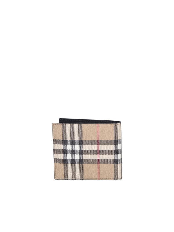 Burberry Check Motif Beige Wallet - Men - Piano Luigi