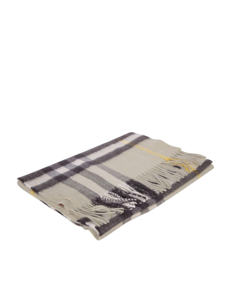 Burberry Check Motif Sage Green Scarf - Men - Piano Luigi