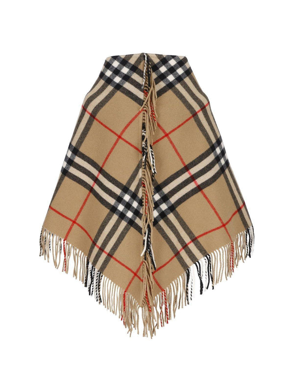 Burberry Check Printed Fringed Cape - Women - Piano Luigi