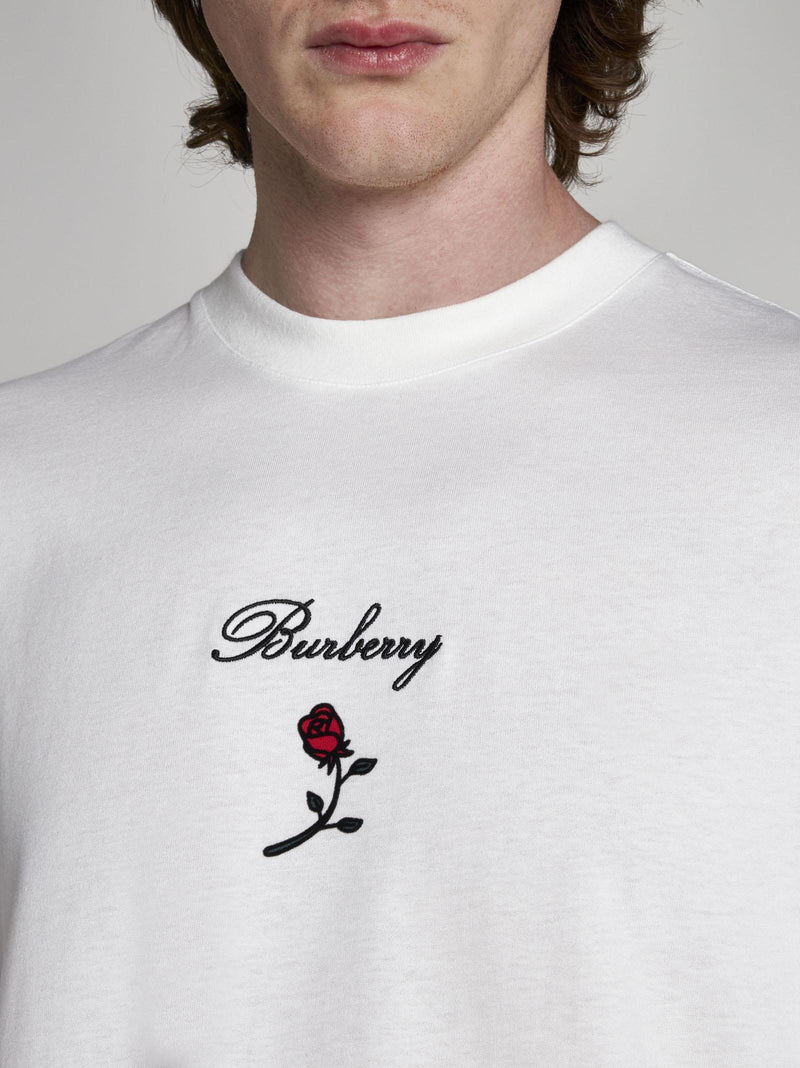 Burberry Logo And Rose Cotton T-shirt - Men - Piano Luigi