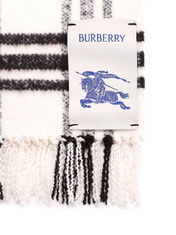 Burberry Logo Patch Checked Fringed Scarf - Men - Piano Luigi