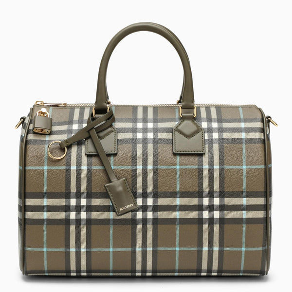 Burberry Medium Olive Check Bowling Bag - Women - Piano Luigi