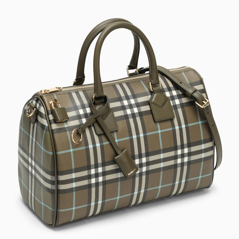 Burberry Medium Olive Check Bowling Bag - Women - Piano Luigi