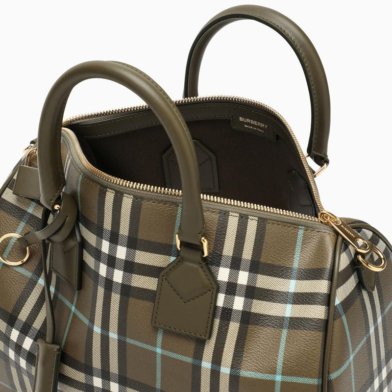 Burberry Medium Olive Check Bowling Bag - Women - Piano Luigi