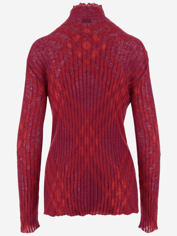 Burberry Mohair Blend Pullover With Check Pattern - Women - Piano Luigi