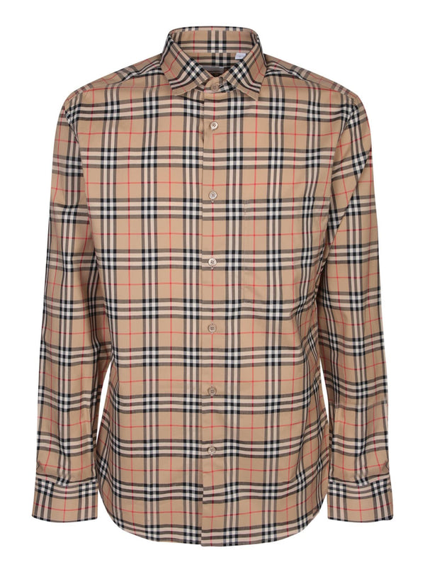 Burberry Simson Check Beige Long Sleeves Shirt - Men - Piano Luigi