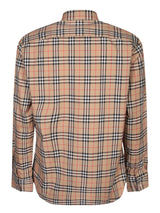 Burberry Simson Check Beige Long Sleeves Shirt - Men - Piano Luigi