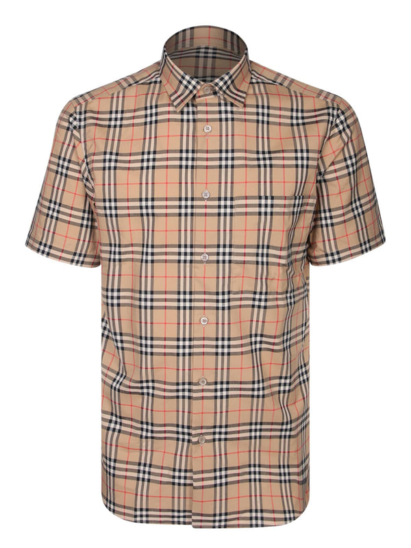 Burberry Simson Check Beige Short Sleeves Shirt - Men - Piano Luigi