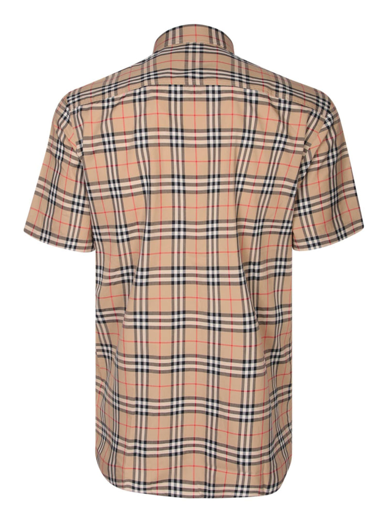 Burberry Simson Check Beige Short Sleeves Shirt - Men - Piano Luigi