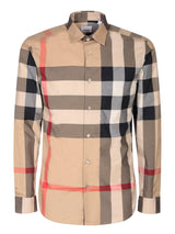 Burberry Summerton Check Motif Beige Shirt - Men - Piano Luigi