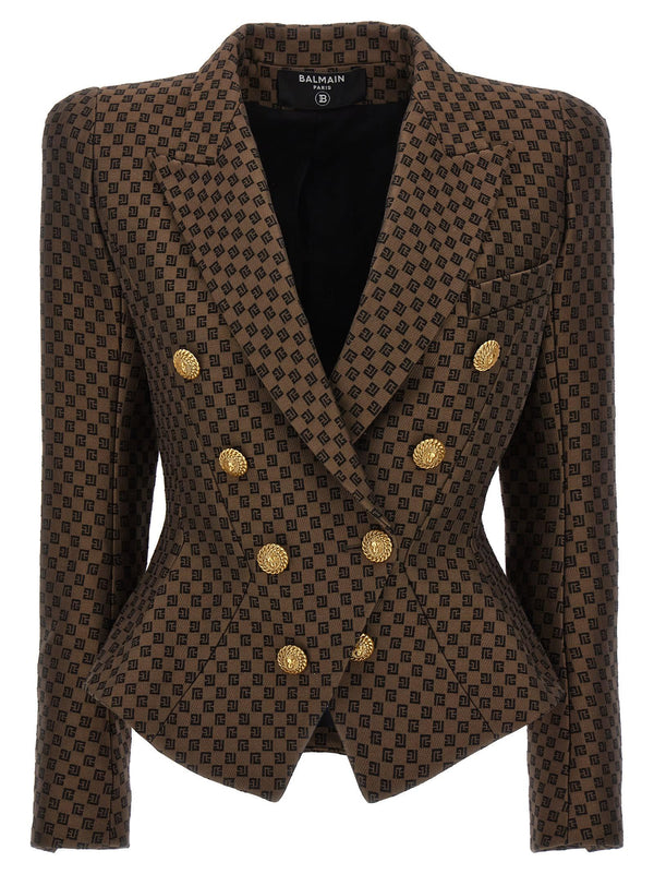 Balmain Blazer In Brown Cotton Blend - Women - Piano Luigi