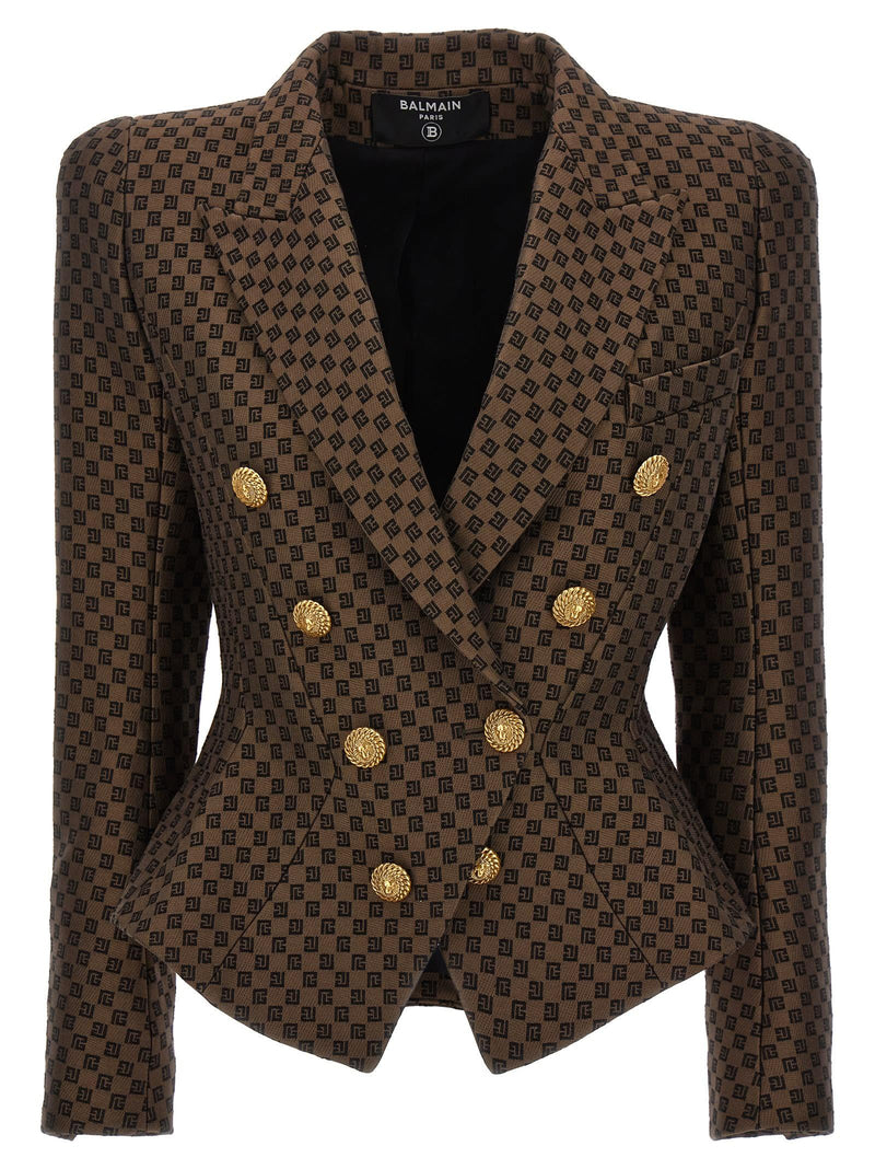 Balmain Blazer In Brown Cotton Blend - Women - Piano Luigi