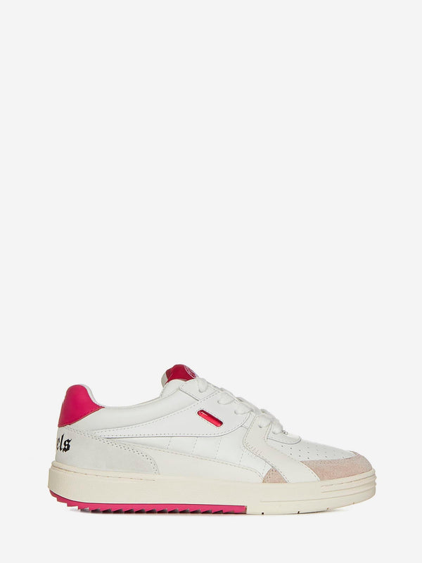 Palm Angels Palm University Low Top Sneakers In White And Pink Leather Woman - Women - Piano Luigi