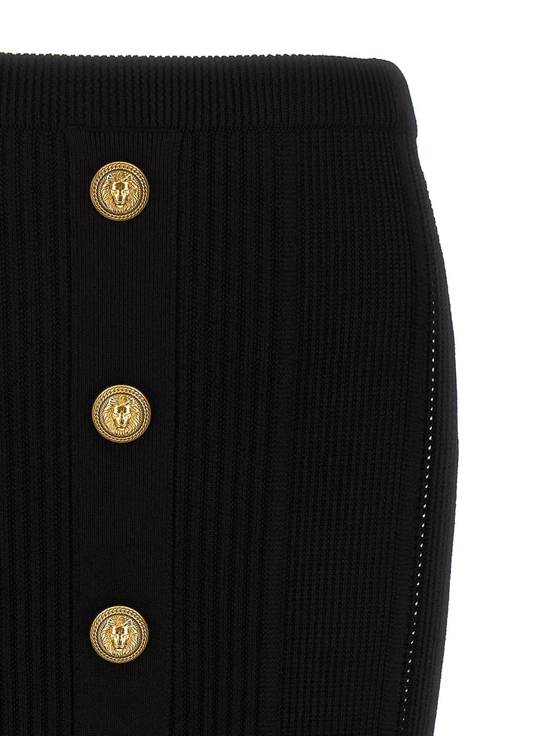 Balmain Logo Button Midi Skirt - Women - Piano Luigi