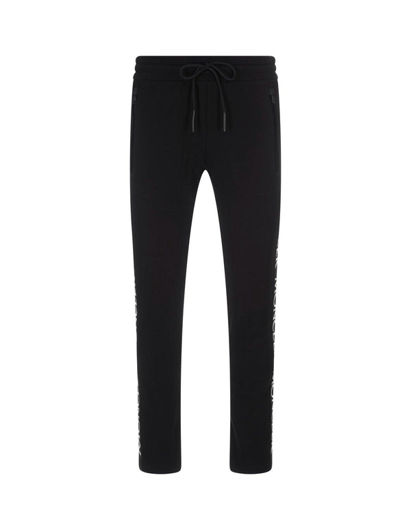 Moncler Black Sports Trousers With Logo Bands In Gros Grain - Men - Piano Luigi