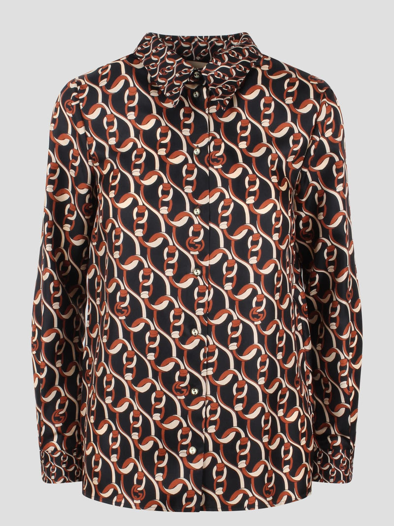 Gucci Interlocking G Chain Print Silk Shirt - Women - Piano Luigi