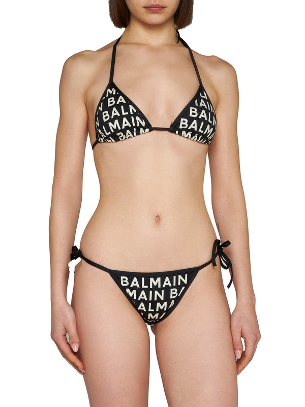 Balmain Logo Glitter-embellished Triangle Bikini Set - Women - Piano Luigi