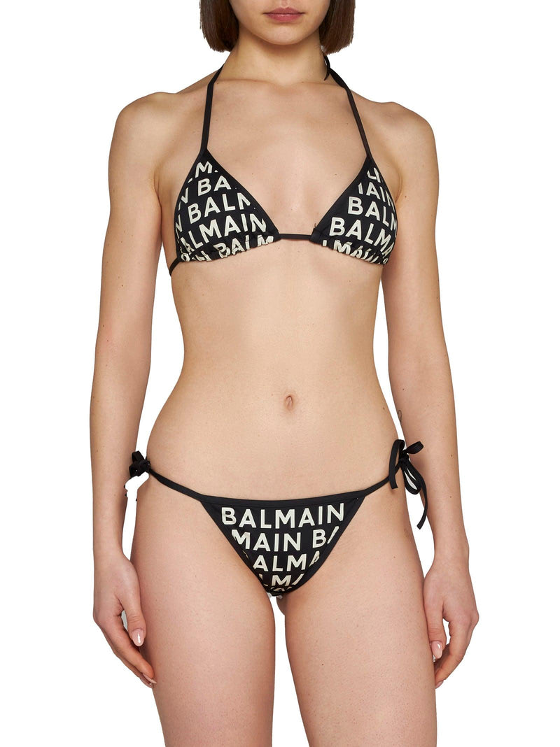 Balmain Logo Glitter-embellished Triangle Bikini Set - Women - Piano Luigi