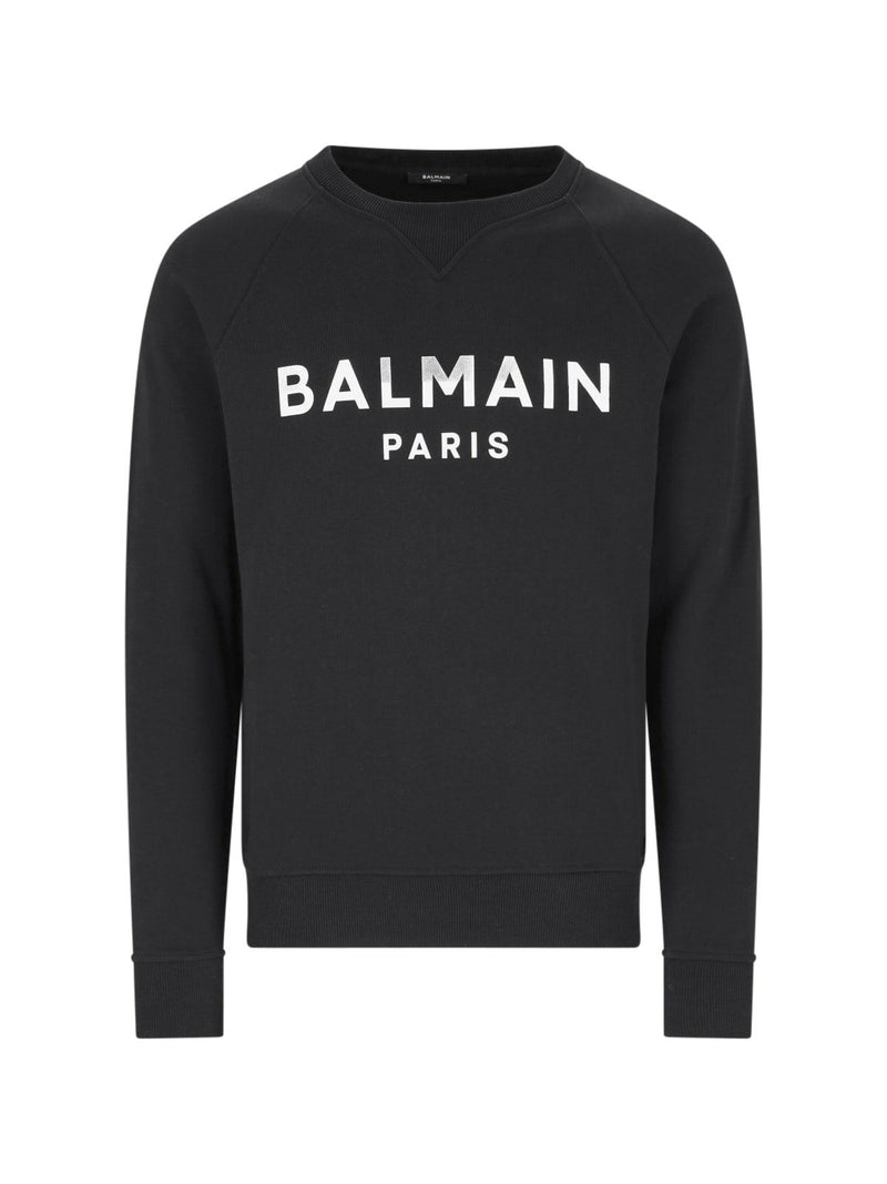 Balmain Black Crewneck Sweatshirt With Logo - Men - Piano Luigi