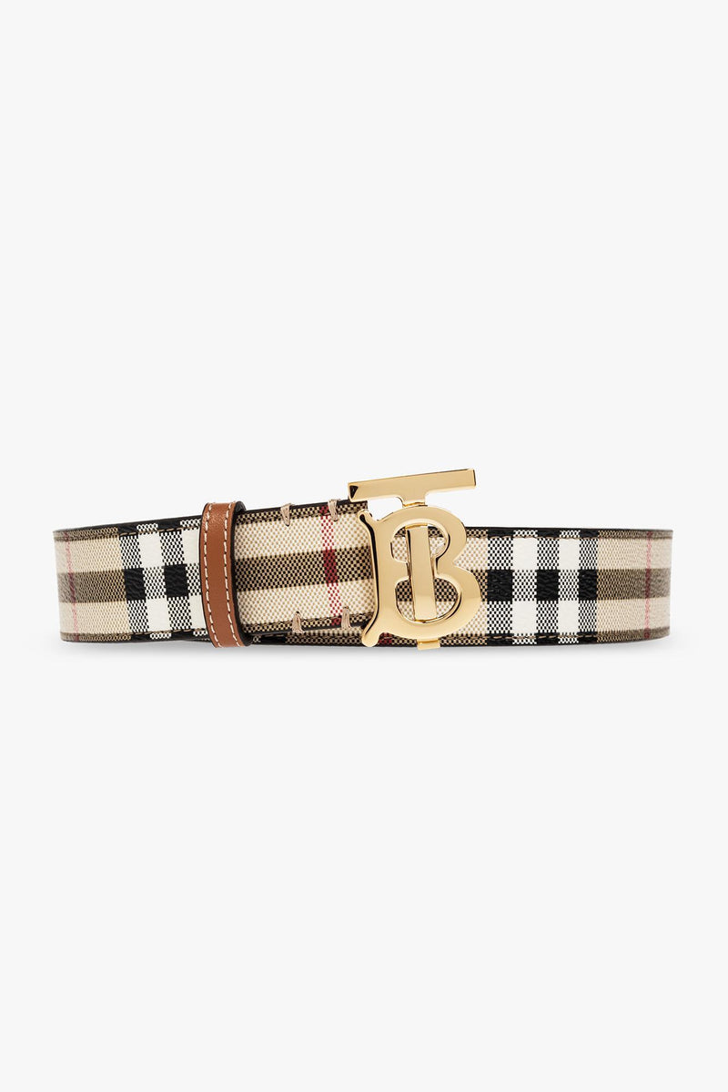 Burberry Tb Belt In Beige Leather Blend - Women - Piano Luigi