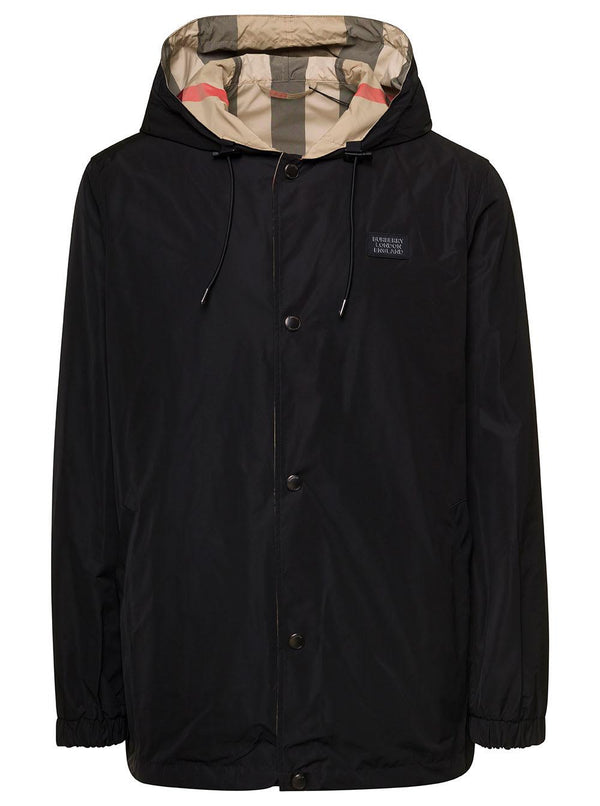 Burberry Black Reversible Waterproof Jacket In Polyester Man - Men - Piano Luigi