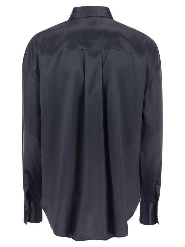 Brunello Cucinelli Stretch Silk Satin Shirt With Shiny Pockets - Women - Piano Luigi