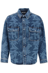 Palm Angels palmity Overshirt In Denim With Laser Print All-over - Men - Piano Luigi